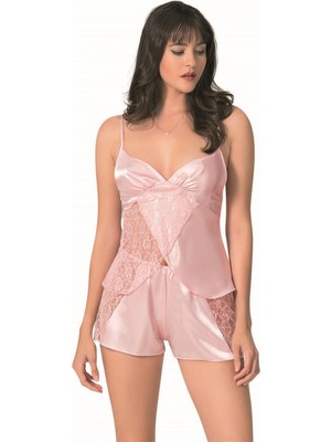 Hace Bazaar Marsilyan-Somon Saten Babydoll Şort Takımı