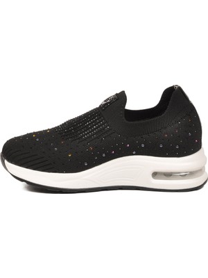 Voyager Kadın Siyah Örme Saya Air Tabanlı Günlük Sneaker Yürüyüş Ayakkabısı B265 Z