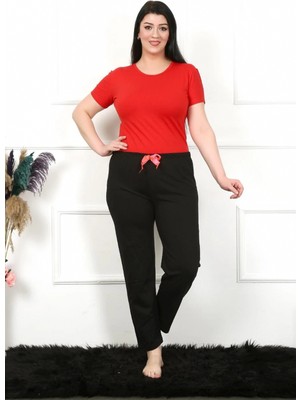 Hace Bazaar Marsilyan- Kadın Pamuklu Büyük Beden Alt Pijama Siyah