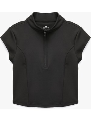 Koton Yarım Fermuarlı Slim Fit Dik Yaka Kısa Kollu Spor Tişört