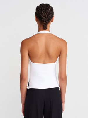 Dilvin 31753 Halter Yaka Top-Sarı