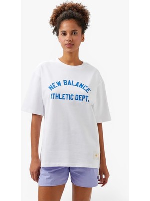 New Balance Nb Lifestyle Men Tshirt Erkek Beyaz T-Shirt - MNT1519