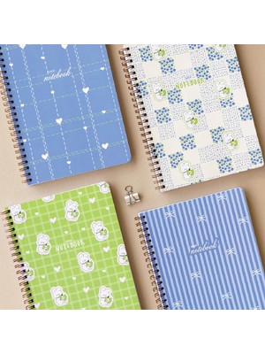 Paperora A5 Spiralli Karton Kapak 4'lü Set Kareli Okul Defteri 80 Yaprak - Ders Programlı Mavi