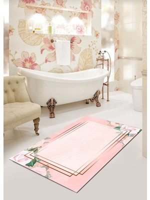 Ardizayn Pembe Yaprak, 80x120cm Kaymaz Taban Banyo Paspası