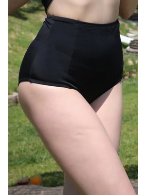 Hace Bazaar Marsilyan- Kadın Yüksek Bel Tek Alt Bikini Siyah