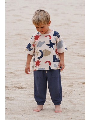 Cigit Müslin Pantolonlu T-Shirt Takım 2-10 Yaş Bej