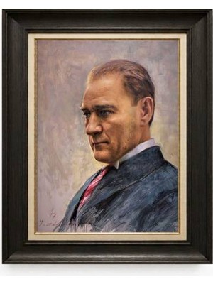 Giyense Tablore Siyah Varaklı Paspartulu Çerçeveli Atatürk Tablo A321