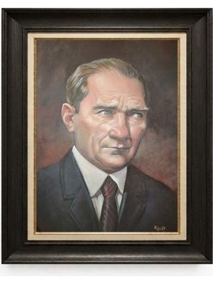 Giyense Tablore Siyah Varaklı Paspartulu Çerçeveli Atatürk Tablo A199