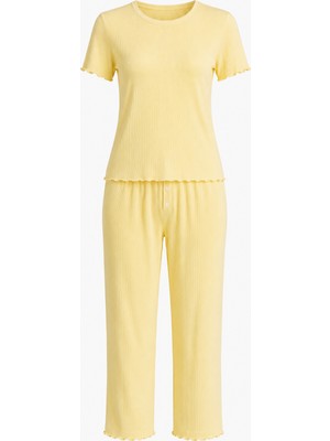 Mjamass Sarı Kaşkorse Pamuklu Yumoş Pijama Takımı