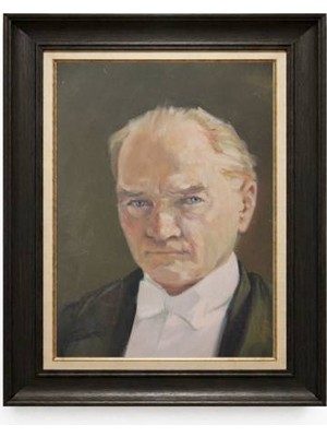 Giyense Tablore Siyah Varaklı Paspartulu Çerçeveli Atatürk Tablo A397