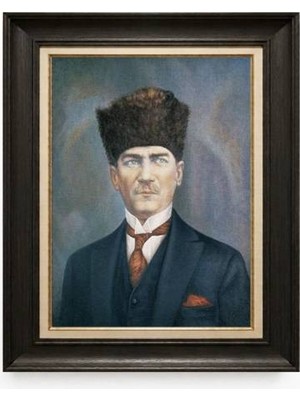 Giyense Tablore Siyah Varaklı Paspartulu Çerçeveli Atatürk Tablo A323