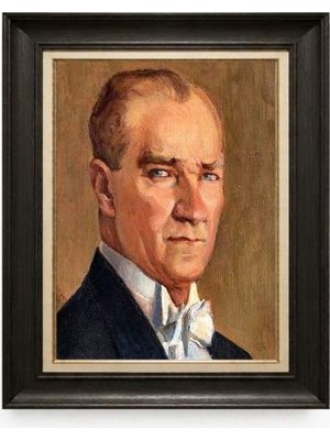 Giyense Tablore Siyah Varaklı Paspartulu Çerçeveli Atatürk Tablo A105