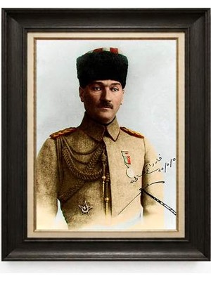 Giyense Tablore Siyah Varaklı Paspartulu Çerçeveli Atatürk Tablo A90