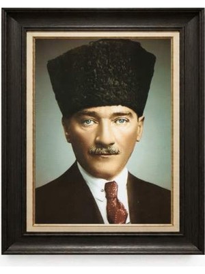 Giyense Tablore Siyah Varaklı Paspartulu Çerçeveli Atatürk Tablo A118
