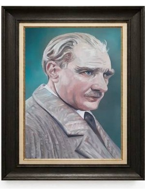 Giyense Tablore Siyah Varaklı Paspartulu Çerçeveli Atatürk Tablo A231
