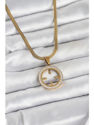 Mabelme Store 316L Çelik Italyan Zincir Model Çeyrek Takılabilir Kadın Kolye