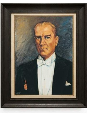 Giyense Tablore Siyah Varaklı Paspartulu Çerçeveli Atatürk Tablo A106
