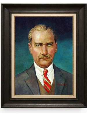 Giyense Tablore Siyah Varaklı Paspartulu Çerçeveli Atatürk Tablo A413