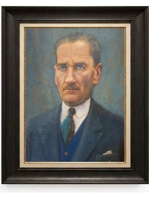 Giyense Tablore Siyah Varaklı Paspartulu Çerçeveli Atatürk Tablo A298