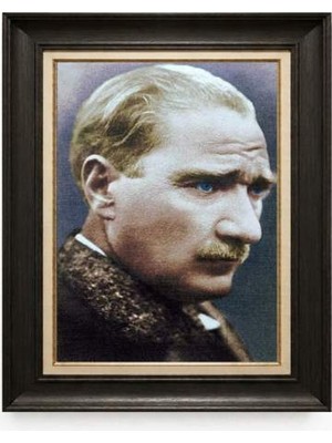 Giyense Tablore Siyah Varaklı Paspartulu Çerçeveli Atatürk Tablo A192