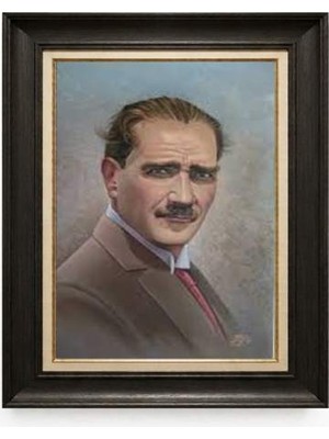 Giyense Tablore Siyah Varaklı Paspartulu Çerçeveli Atatürk Tablo A58