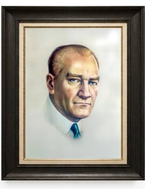 Giyense Tablore Siyah Varaklı Paspartulu Çerçeveli Atatürk Tablo A408