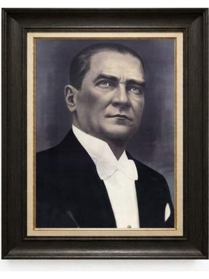 Giyense Tablore Siyah Varaklı Paspartulu Çerçeveli Atatürk Tablo A119