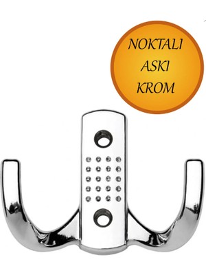 Nublado Krom Ikili Duvar Askısı - Banyo Mutfak Elbise Askılığı - Bornoz Havlu Ceket Mont Kancası - Nokta Desenli Dayanıklı Metal Kapı Arkası Askı