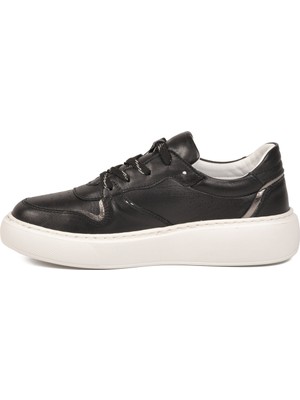 Voyager Siyah Hakiki Deri Anatomik Rahat Tabanlı Kadın Casual Sneaker Ayakkabı Z202 Z
