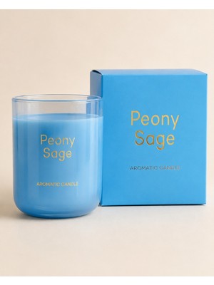 Rakle Peony Sage Şakayık ve Adaçayı Kokulu Açık Mavi Cam Mum – Dekoratif Kutulu 175 gr