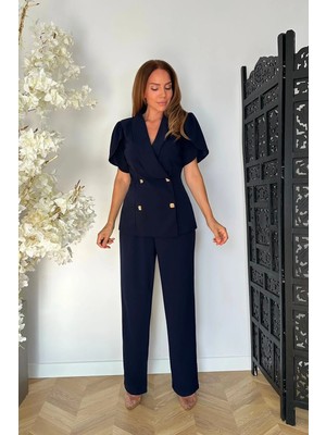Ges Moda G1820 Düğme Detaylı Ikili Takım Lacivert