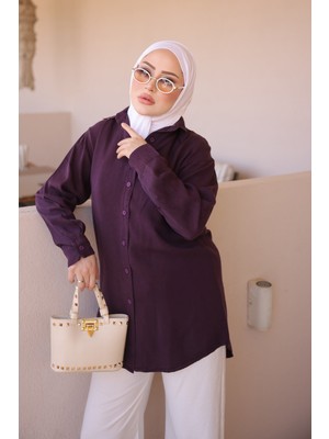 İmaj Butik Mor Yakalı Tensel Gömlek