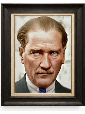 Giyense Tablore Siyah Varaklı Paspartulu Çerçeveli Atatürk Tablo A301