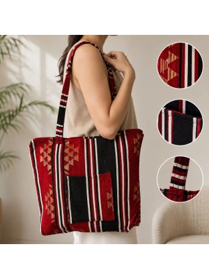Bk Gift El Yapımı Otantik Türk Kilim Omuz Çantası -16, Günlük, Kitap, Tablet, Plaj ve Seyahat Çantası