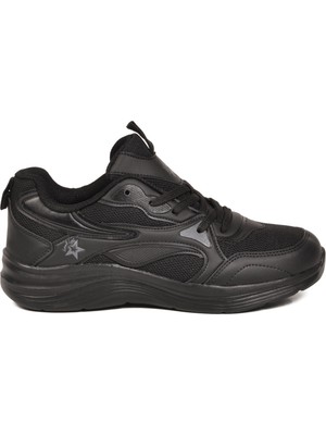 Look Life Siyah Fileli Hava Alabilen Bağcıklı Rahat Tabanlı Unisex Yürüyüş ve Spor Ayakkabı Sneaker 26106 G