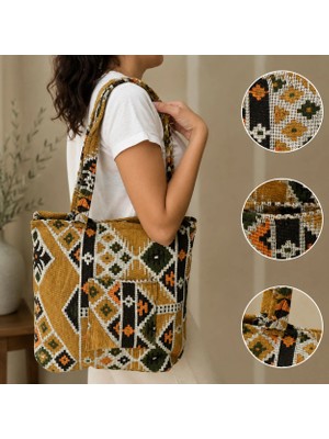 Bk Gift El Yapımı Otantik Türk Kilim Omuz Çantası -15, Günlük, Kitap, Tablet, Plaj ve Seyahat Çantası