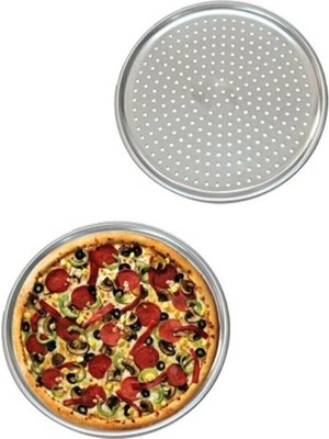 Hereveoyuncak Delikli Çelik Pizza ve Lahmacun Tepsisi Ortta Boy -32 cm