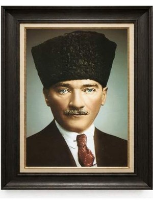 Giyense Tablore Siyah Varaklı Paspartulu Çerçeveli Atatürk Tablo A85