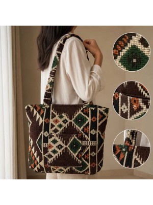 Bk Gift El Yapımı Otantik Türk Kilim Omuz Çantası -17, Günlük, Kitap, Tablet, Plaj ve Seyahat Çantası