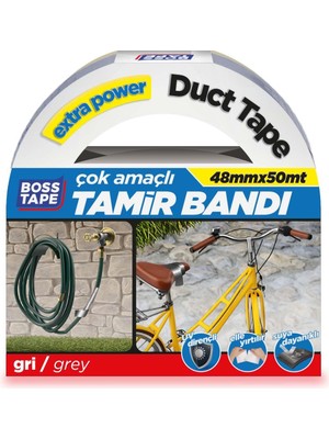 Mey İthalat Boss Tape Kanal Tamir Bandi, 50 Metre Uzunluk x 48 mm Kalinlik, Gri