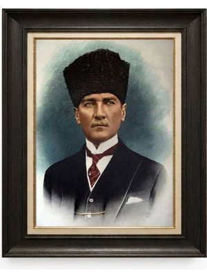 Giyense Tablore Siyah Varaklı Paspartulu Çerçeveli Atatürk Tablo A390