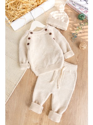 Babymod Triko Düğme Iliklemeli Kışlık Örgü Erkek Bebek Takım