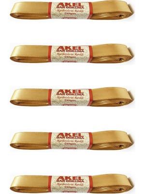 Omeyva Dar Dokuma Altın Gold Saten Kurdele - 2 Cm. x 10 Metre - 5 Adet