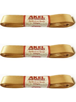 Omeyva Dar Dokuma Altın Gold Saten Kurdele - 2 Cm. x 10 Metre - 3 Adet