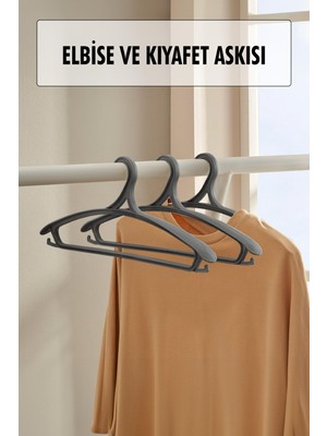 Ozkr Store 3 Lü Geniş Kıyafet ve Elbise Askısı Füme 43 cm