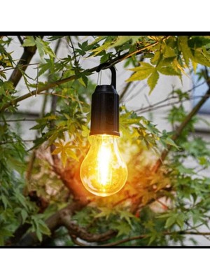 Hace Bazaar Taşınabilir Şarjlı LED Ampül Outdoor Kamp Bahçe Lambası 10W Askılı Kırılmaz LED Işık