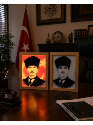 Tabis Hediyelik Dekoratif LED Işıklı Masaüstü Tablo Atatürk Portresi
