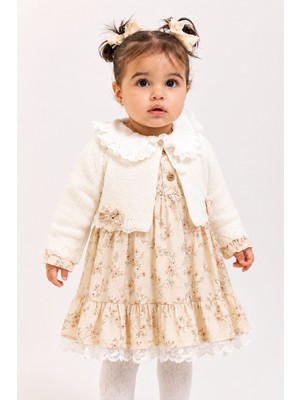 Baby Hola Kız Bebek Çiçekli Elbise Triko Hırka 2’li Takım 3027
