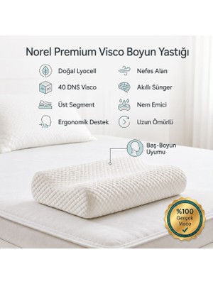 Mions Norel Premium Ortopedik Visco Boyun Yastığı Çift Boyun Destekli 40X60X12/10 cm