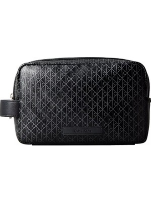 Calvin Klein Erkek Ck Monogram Logo Desenli Fermuarlı Siyah Çanta LV04D1082G-UB1
